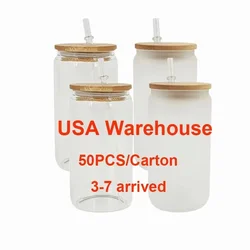 USA warehouse glitter clear beer Can Shaped pre drill 16oz 20oz blank sublimation double walled snow globe glass can cups