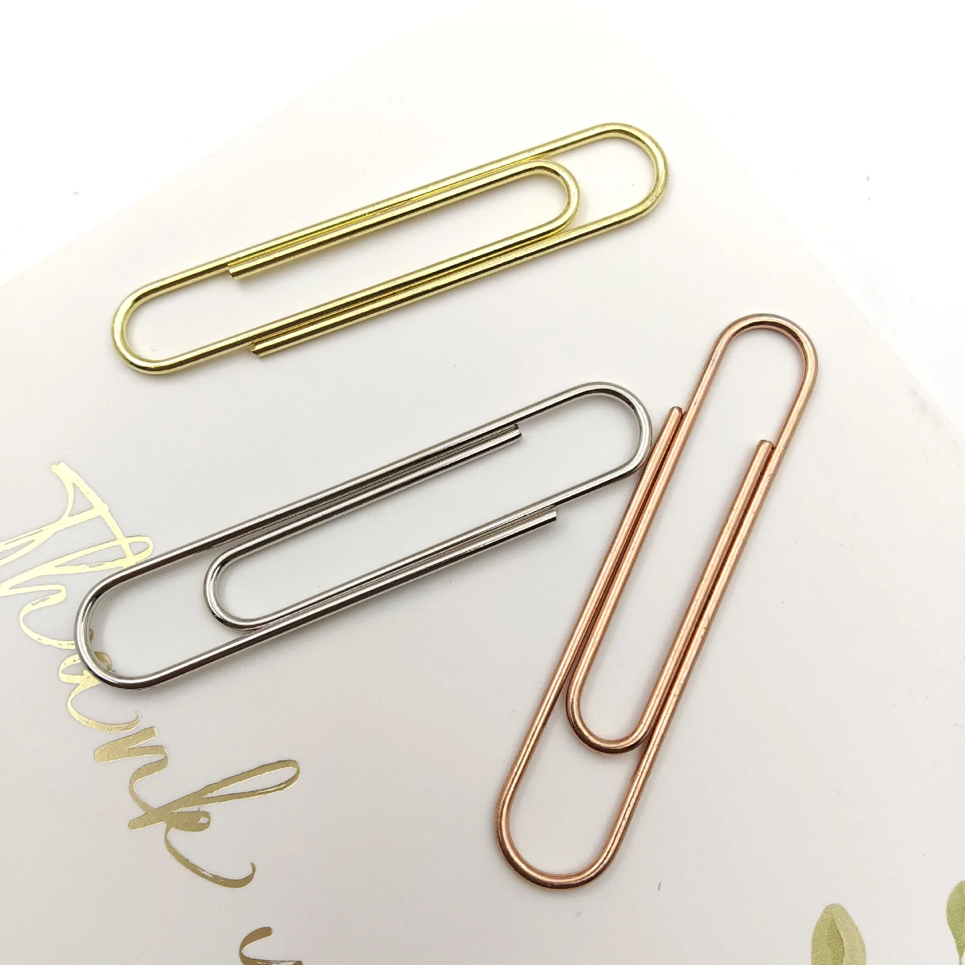 School Stationery Metal Paper Clip Gold Rose Gold Silver 3 Colors Optional Office Supplies 50mm Paper Clip
