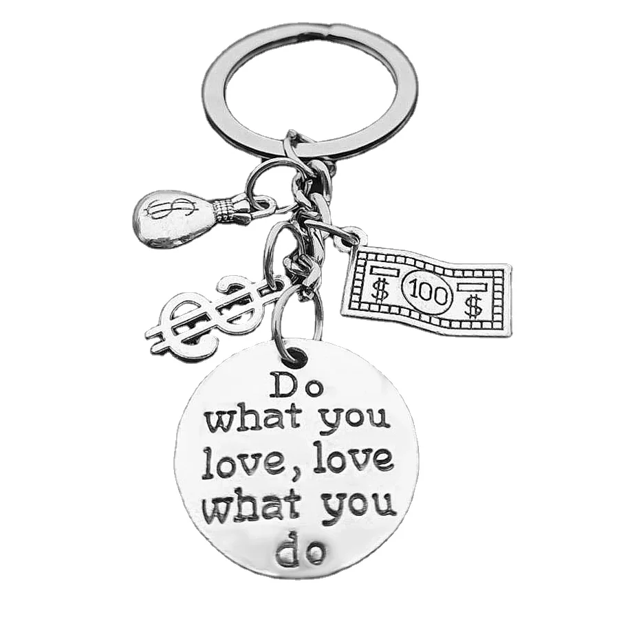 Fashion I Love Money Key Chain Jewelry Metal Abacus Calculator Bag Purse Dollar Pendant Key Ring for Accountant Gift