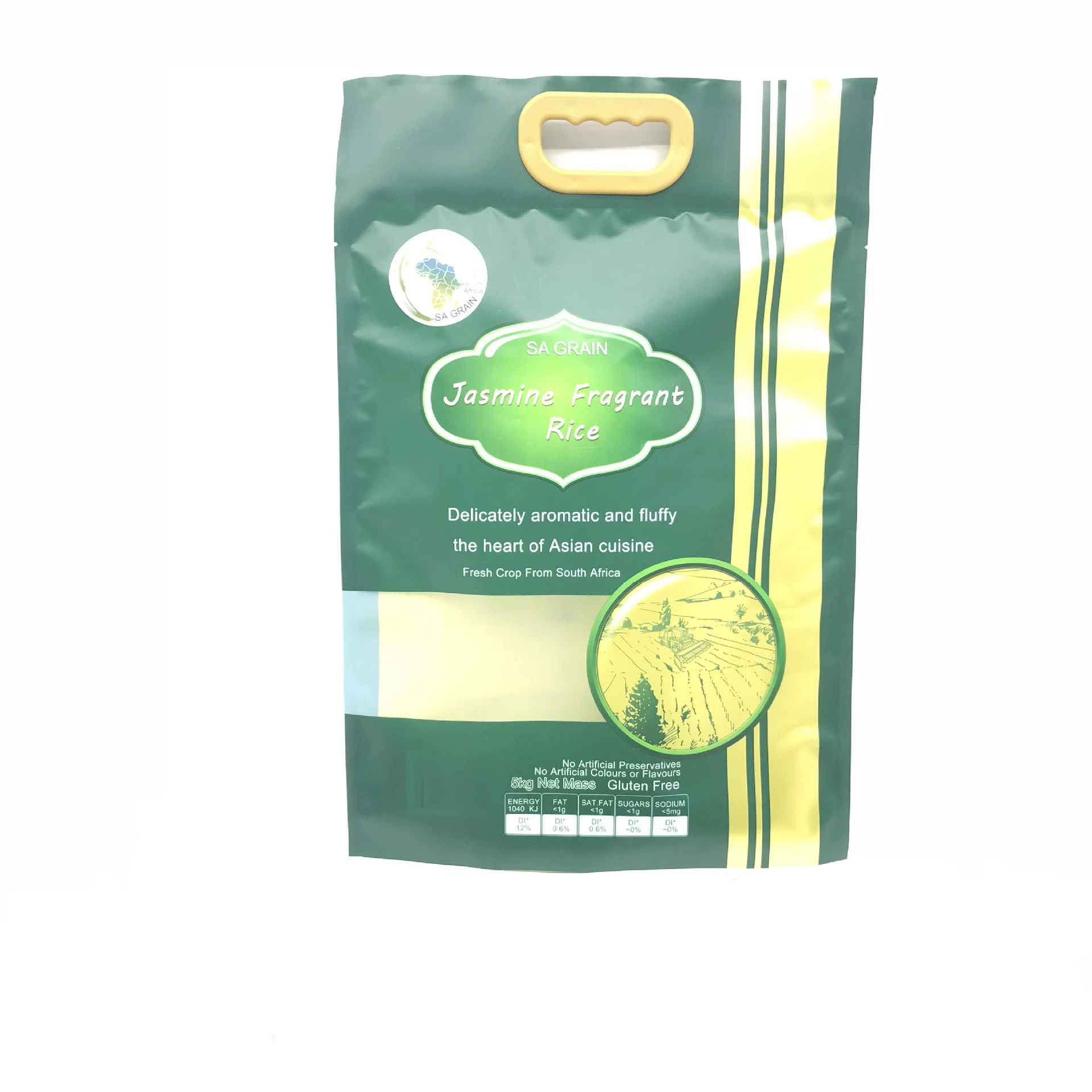 Custom Printed Plastic Handle Food Packaging Nylon 5KG 8KG 10KG 20KG Rice Packaging Bag