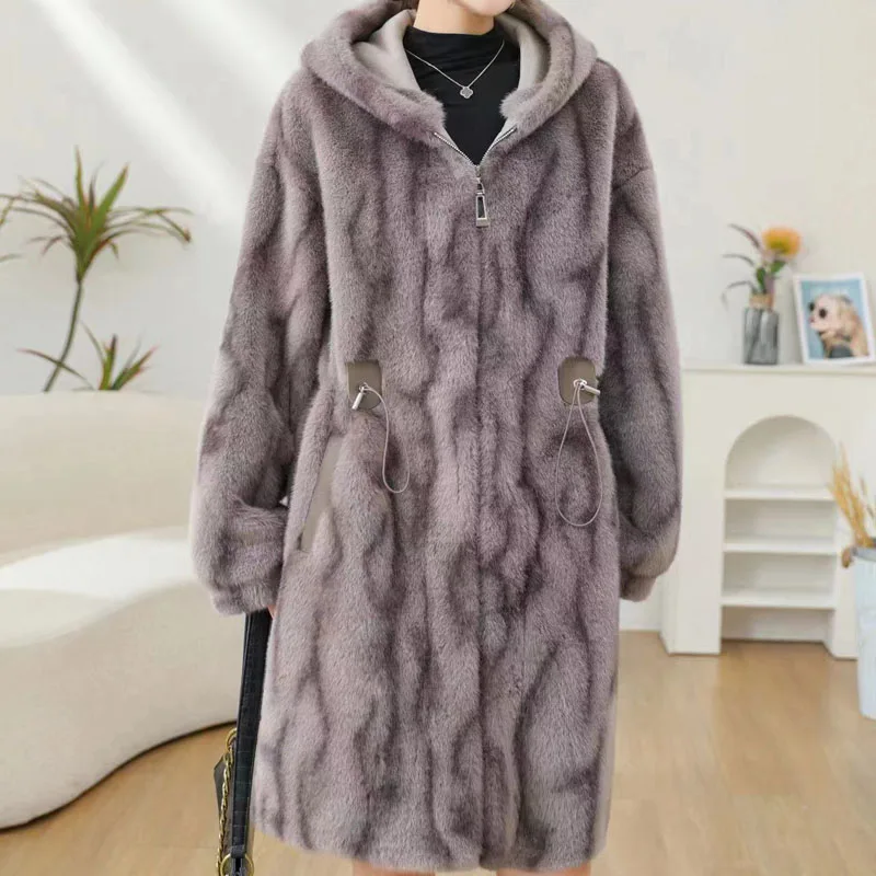 Custom Factory Sales Women Winter Natural Fur Jackets Long Sleeve  2024  Fur Coat for women white smooth soft faux fur for coat