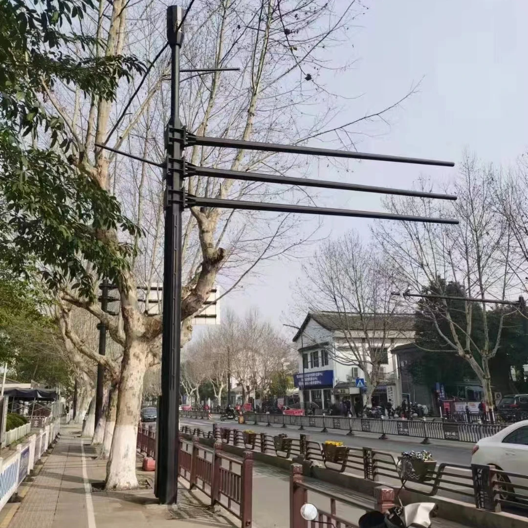 CCTV camera pole Chinese Factory Direct Sale Q235 steel Hot Dip Galvanized Road Monitoring Light Pole