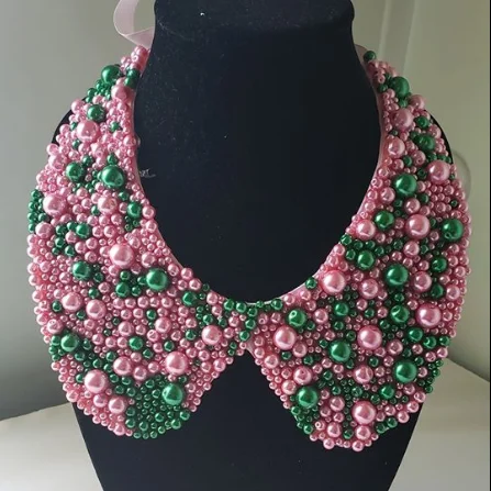 Women Pearl Necklace Handmade Retro White/Black/Red/Pink Pearl Necklace