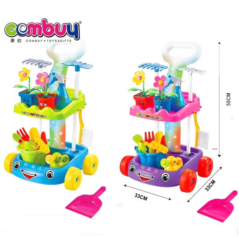 Pretend play funny trolley cart game toys kids garden tool set