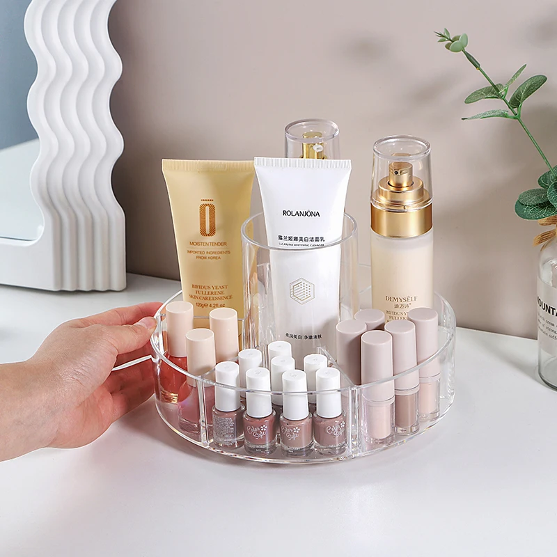 Factory Wholesale rotating storage box acrylic nail polish storage container transparent  storage rack for living room