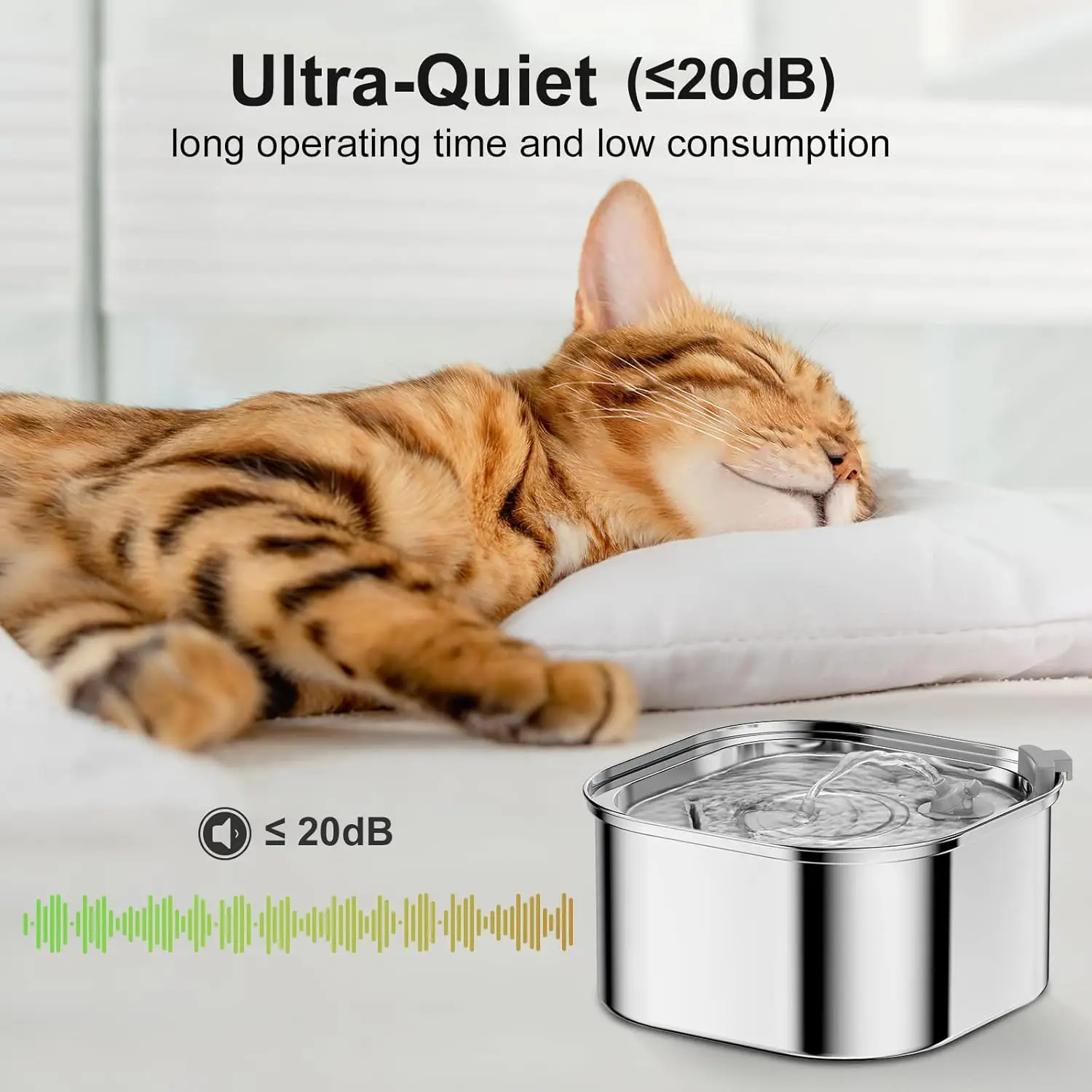 Replacement Pump for Cat Water Fountain Stainless Steel 108oz/3.2L Automatic Pet Fountain Extreme Silent Cat Fountain Pump with