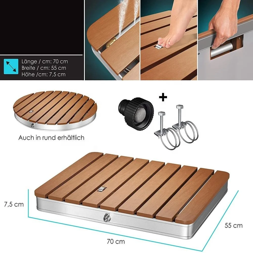 Modern Outdoor furniture garden square base wood outdoor shower