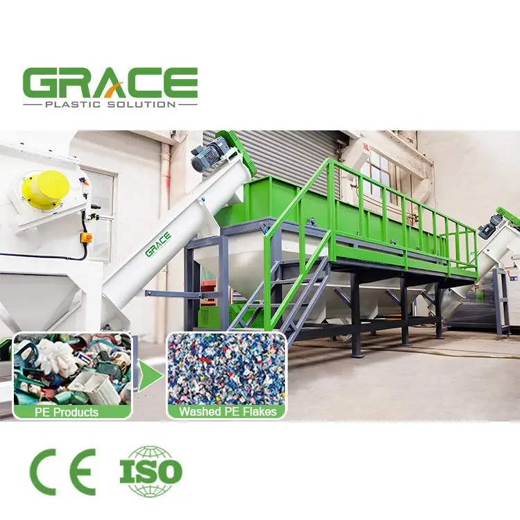 Plastic Recycling Granulation Economic Grace Machinery Machine Pp Pe Washing For Film Raffia Bag