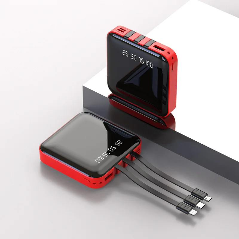 
3NI 1 cable Mini portable charger mobile phone external battery 10000mAh 20000mAh mobile power bank 