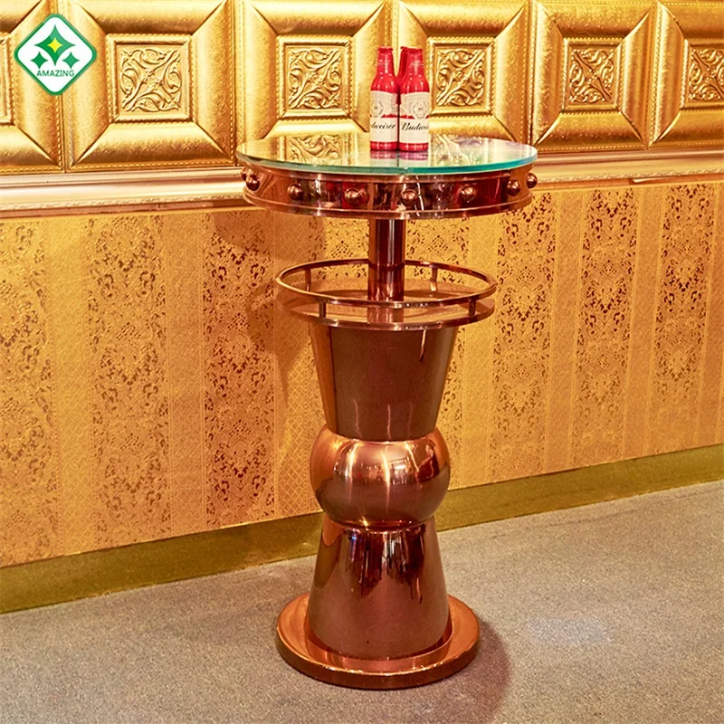 
Modern Home Design Mini Wine Table Mobile Bar Counter commercial furniture gold stainless steel stand up bar 