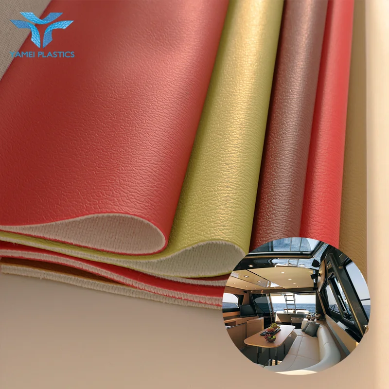 Wholesale Latest Design Luxury Soft Smooth Atlas Faux Leather Synthetic Artificial Vinyl Leather Fabrics for Marine