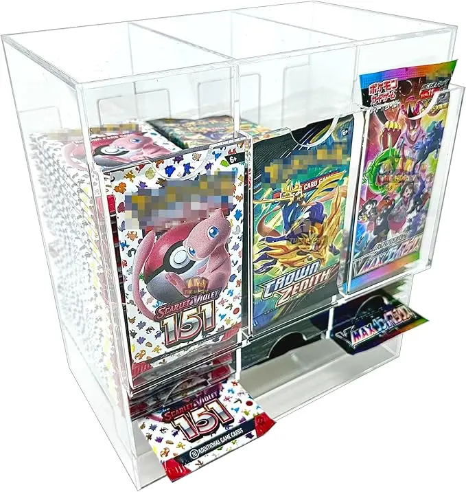 3-Slot Booster Pack Dispenser for Pokemen Other TCGs Easy-to-Fit Entire Booster Box Display Rack Level up Your Magic Draft Night