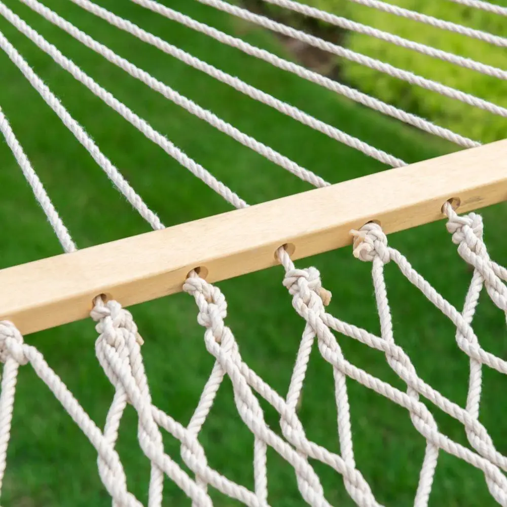 Danlong 12 Feet outdoor two person rope hammock with polyester pad for patio