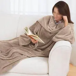 Bsci  high quality  Wearable tv sofa fleece throw blanket hoodie lazy creative  TV blanket with sleeves