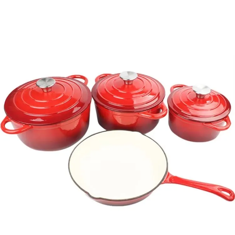 Good price red Round Shape Enameal pot cast iron casserole cooking pot for sale