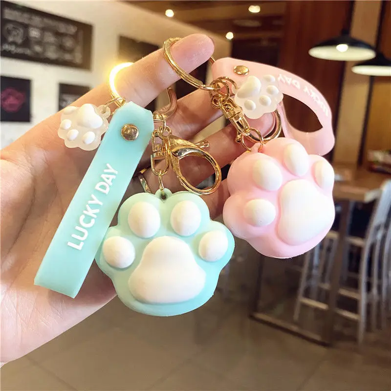Dropping Cat Claw Cute Doll Keychain Silicone Couple Car Key Chain Cartoon Design Bag Pendant Keychain