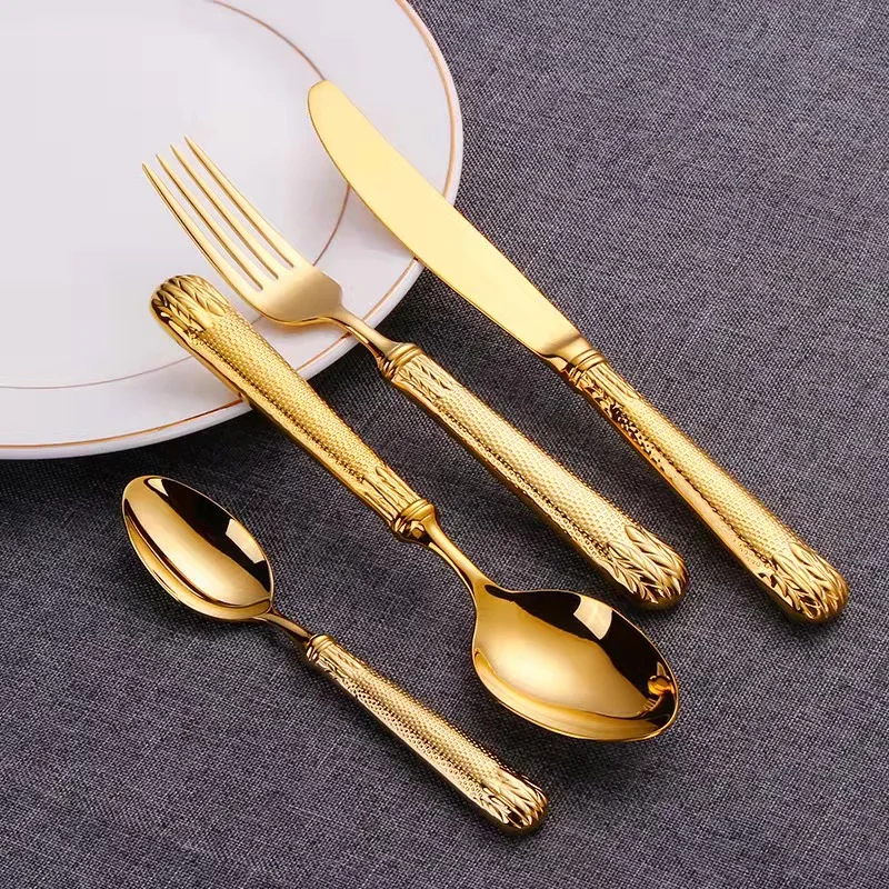 New design Silverware High Quality Restaurant 5Pcs Cutlery Silverware 18/0 Bulk Stainless Steel Gold Flatware For Wedding