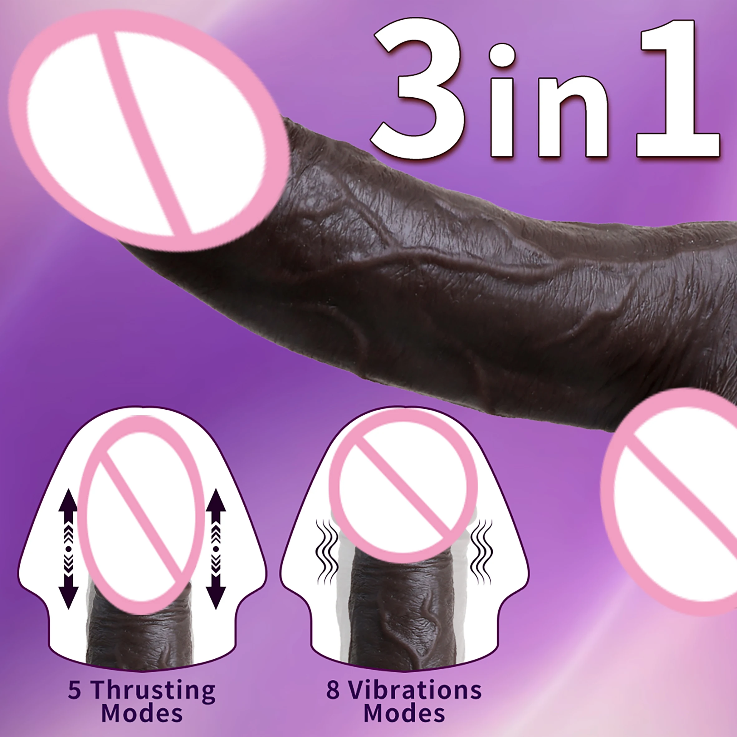 USA 3 In 1 Black Dildo Vibrator For Women And Man 9 Modes Realistic Dildo Sexy Toys For Men Huge Dildo Sexy Toys For Men Dicks