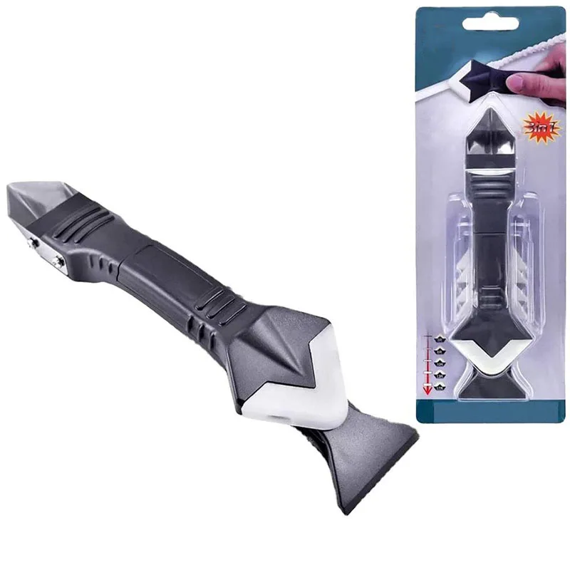 3 In1 Window Squeegees Silicone Sealant Spreader Spatula Metal Scraper Cement Caulk Removal Tool Cleaning Hand Tools