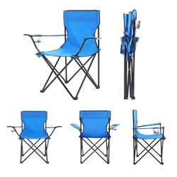 Manufacturer Direct Selling Beach Chair Outdoor Folding Chair Oxford Cloth Steel Pipe Armrest Portable Leisure Armchair Armchair