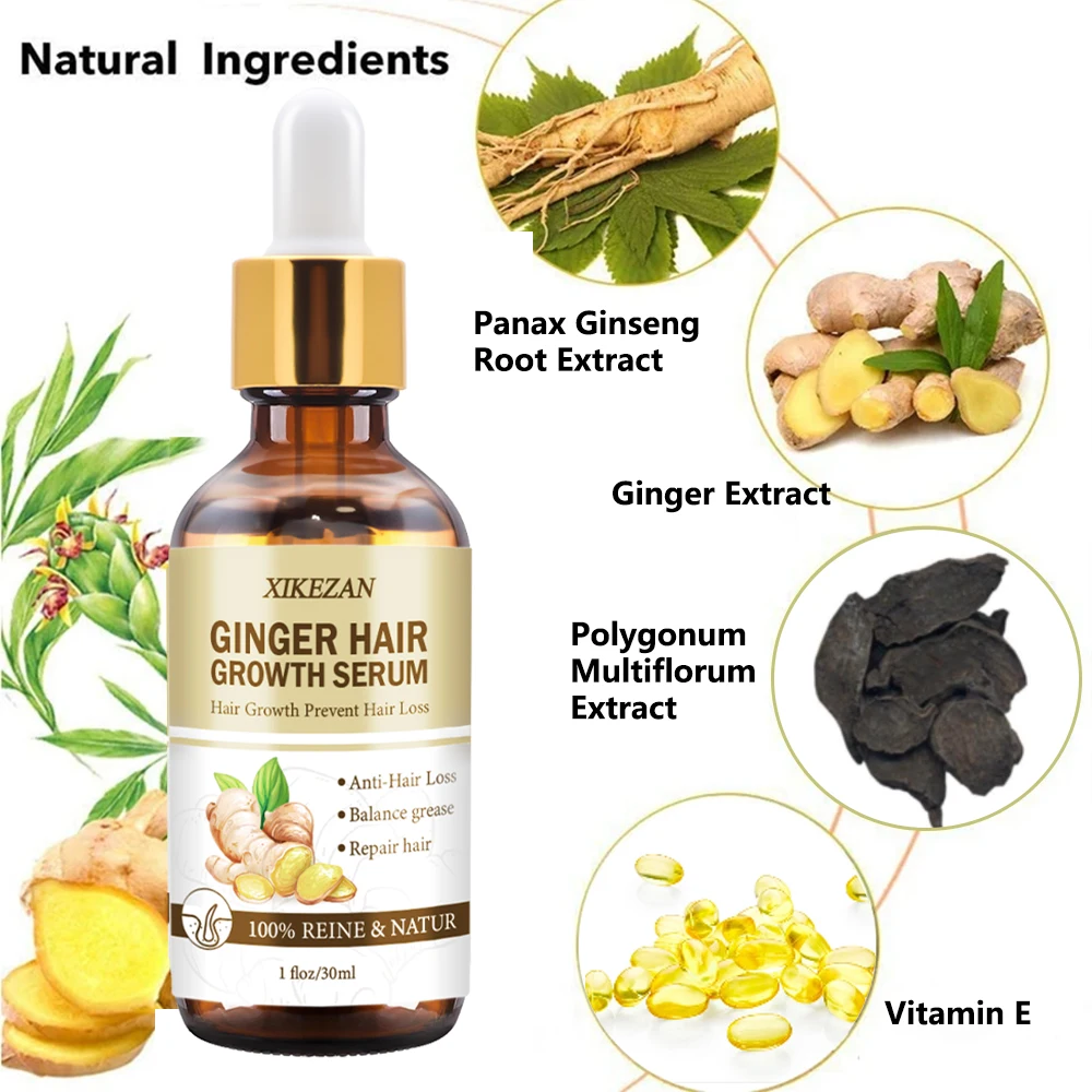 Hair Treatment Anti Loss Serum Ginger Growth Oil Ingrown Organic Hair Fall Serum For Rough And Damage Hair