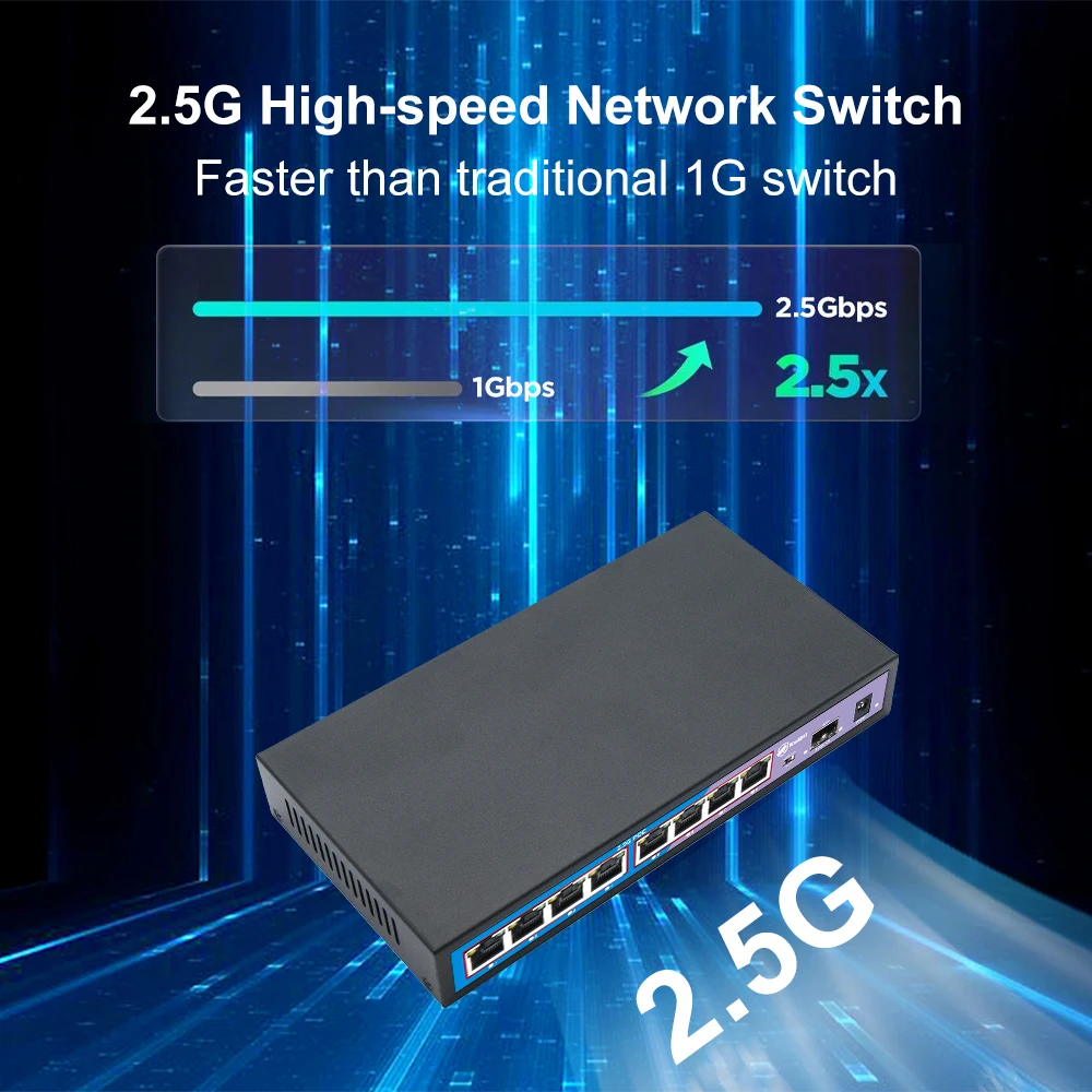 Индивидуальные KuWFi высокоскоростная функция VLAN коммутация беспроводной cat6 8 портов 2 5 г RJ45 переключатели poe с портом SFP 10