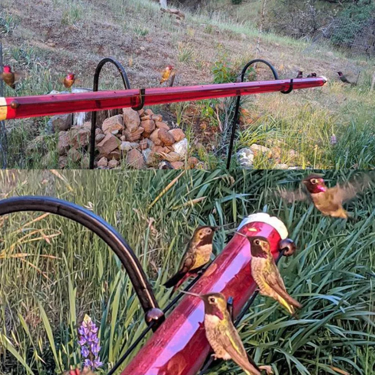 Pet Feeders Hanging Wild Bird Automatic Water Feeder Outdoor Garden Red Tube Hummingbird Feeder