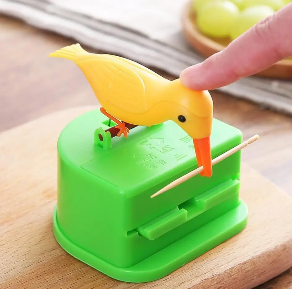 Automatic Storage Toothpick Dispenser Dinning Table Decor Press Type Toothpick Holder Bird Shape Toothpick Box Case
