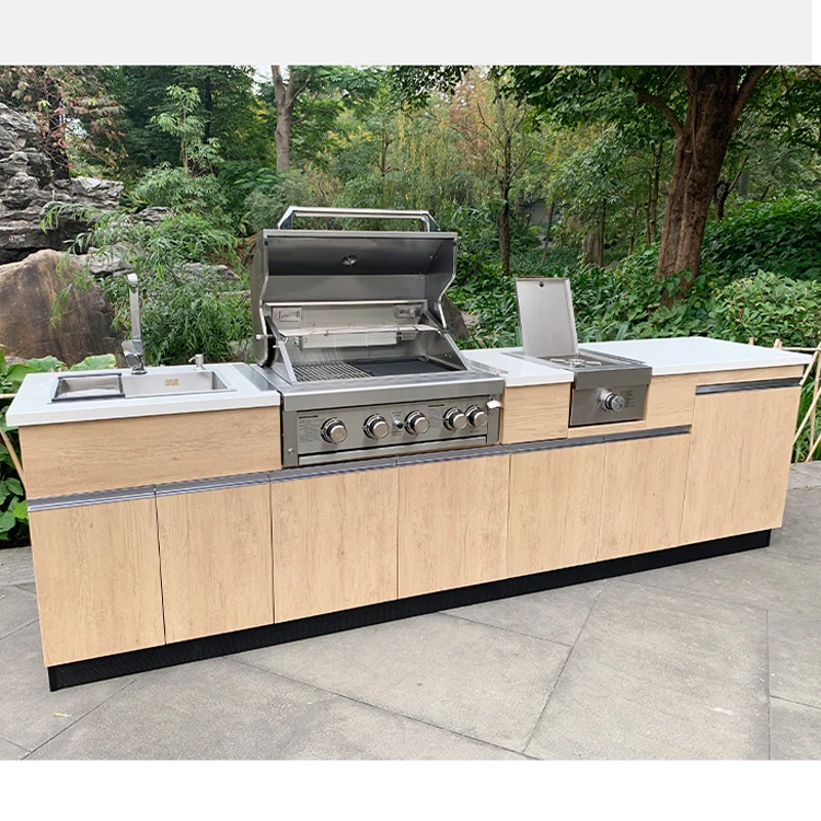 2021 Guangzhou meloni Stainless Steel 304 BBQ Outside Kitchen cabinet Islands