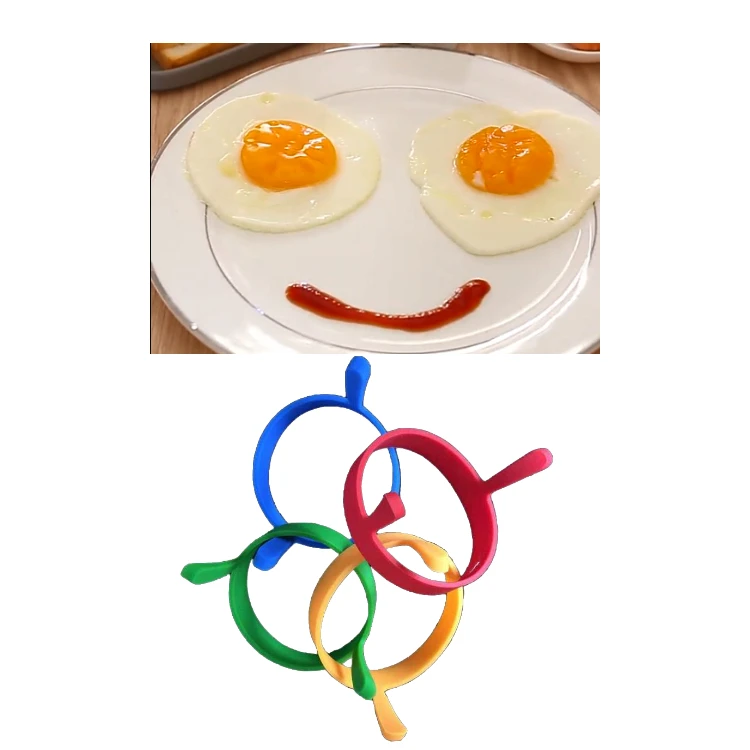 Kitchen silicone omelet mold round mold heat resistant reusable round poached egg mold for breakfast