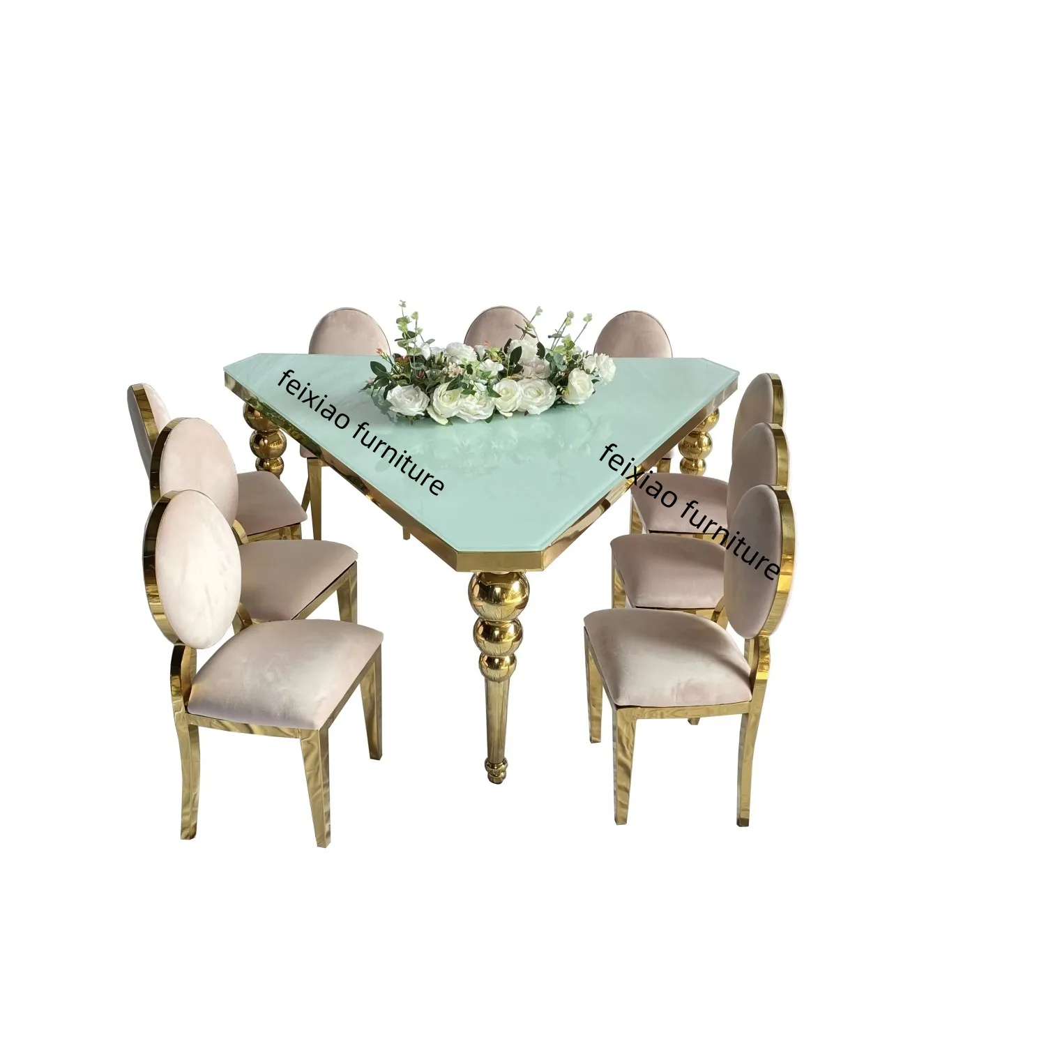 Hot sale kids party used event banquet gold stainless steel children table