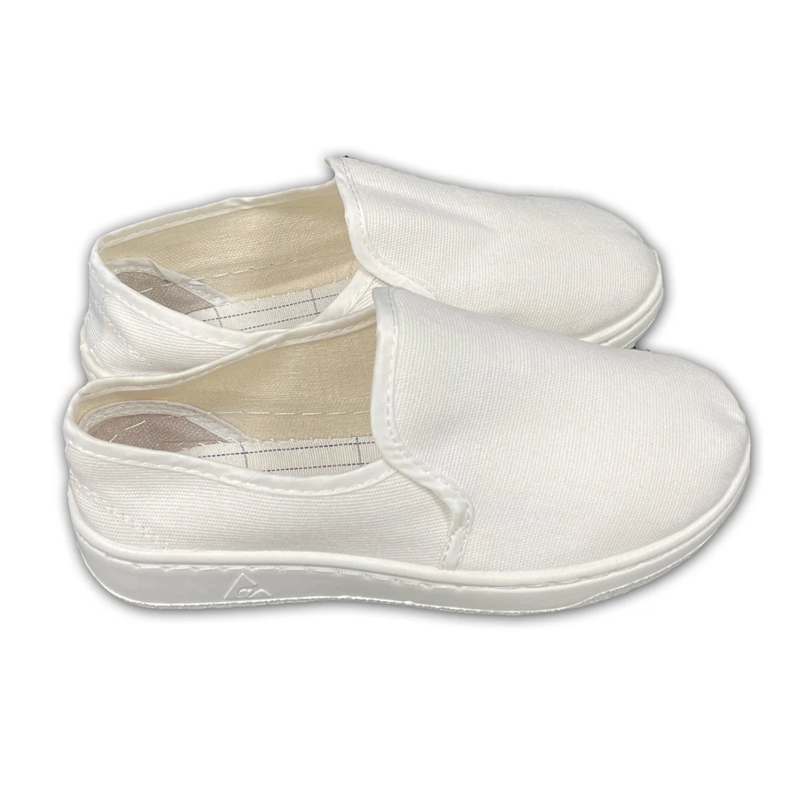 Lightweight Washable White Canvas SPU Outsole Anti-Static Cleanroom Lab Cleaning ESD Work Shoes