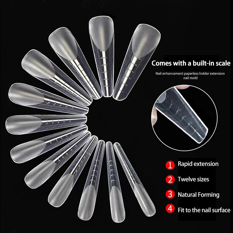 Wholesale 120 Crystal Nail Model Scale Fully Covered UV Gel Square Almond Double Form Matte Mold Tips Quick Construction