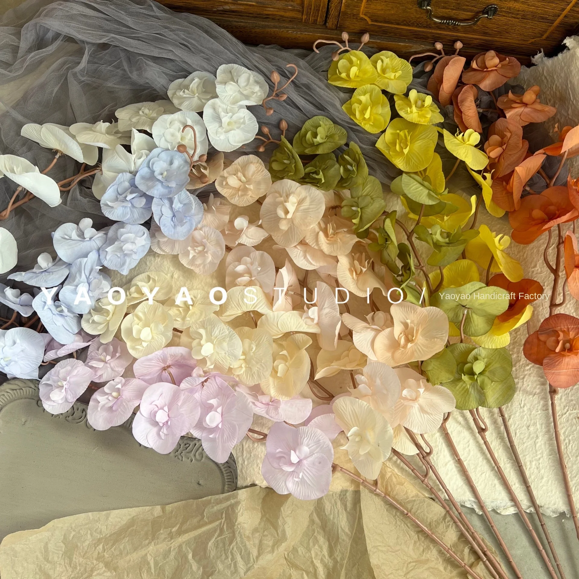 12 Orchid Phalaenopsis simulated Flowers Green Plant Wedding Arrangement for Auditorium Roadside Home Ornaments