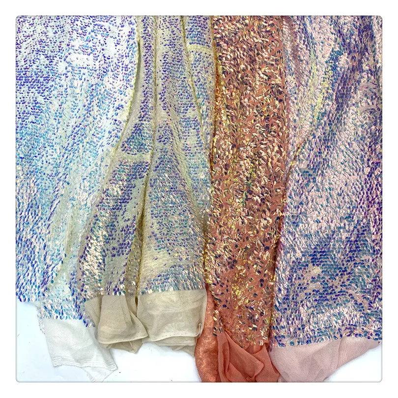 Оптовая продажа, новинка 2021, 5 мм, блестящая ткань в виде рыбьей чешуи, стрейчевая сетка, блестящая прозрачная плитка, женская одежда, Детский костюм, тюрбан, кло