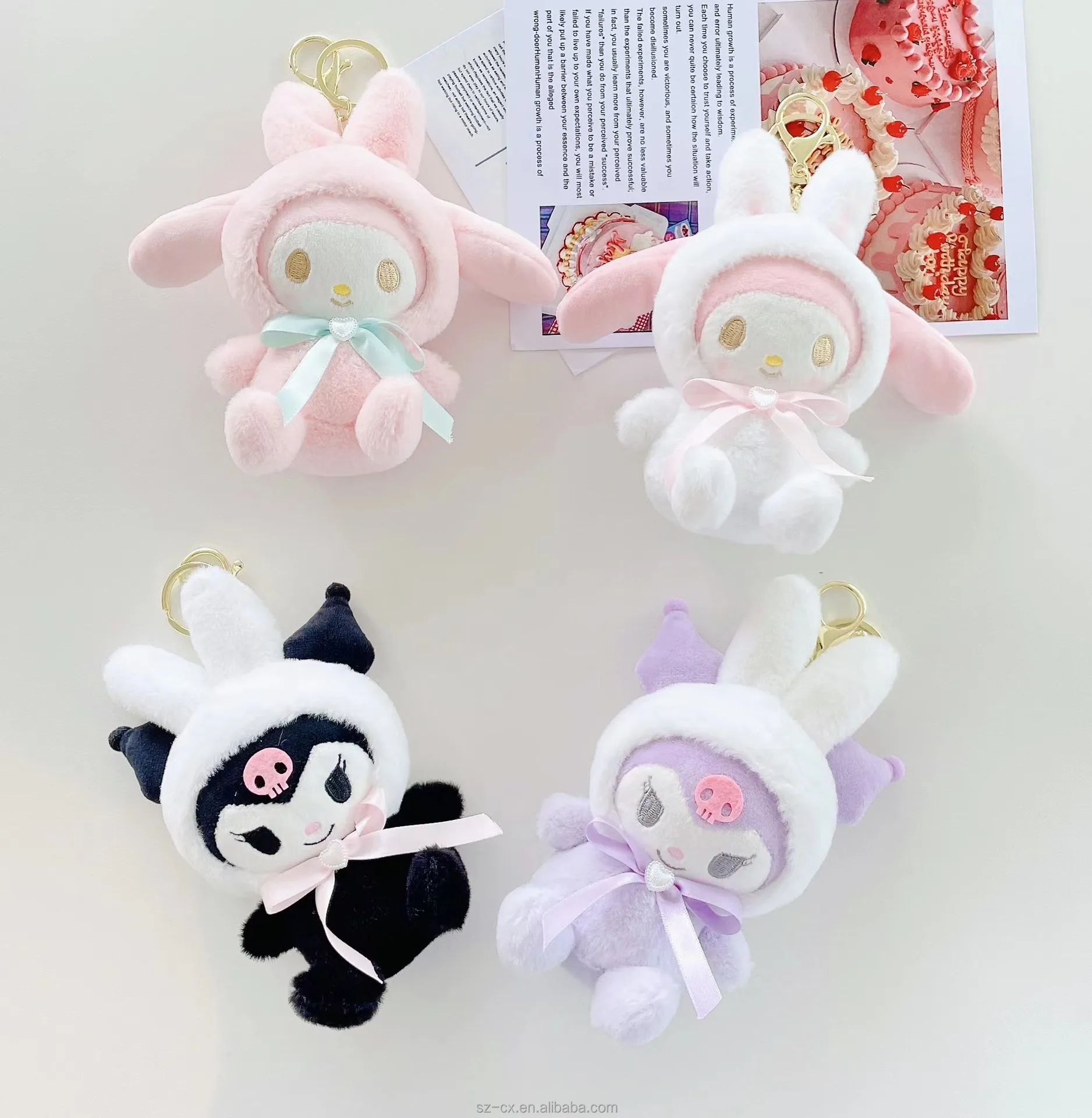 cute cartoon animal plushies soft toy stuffed key chain key ring lanyard doll pendant fluffy plush toys kulomi melody keychain