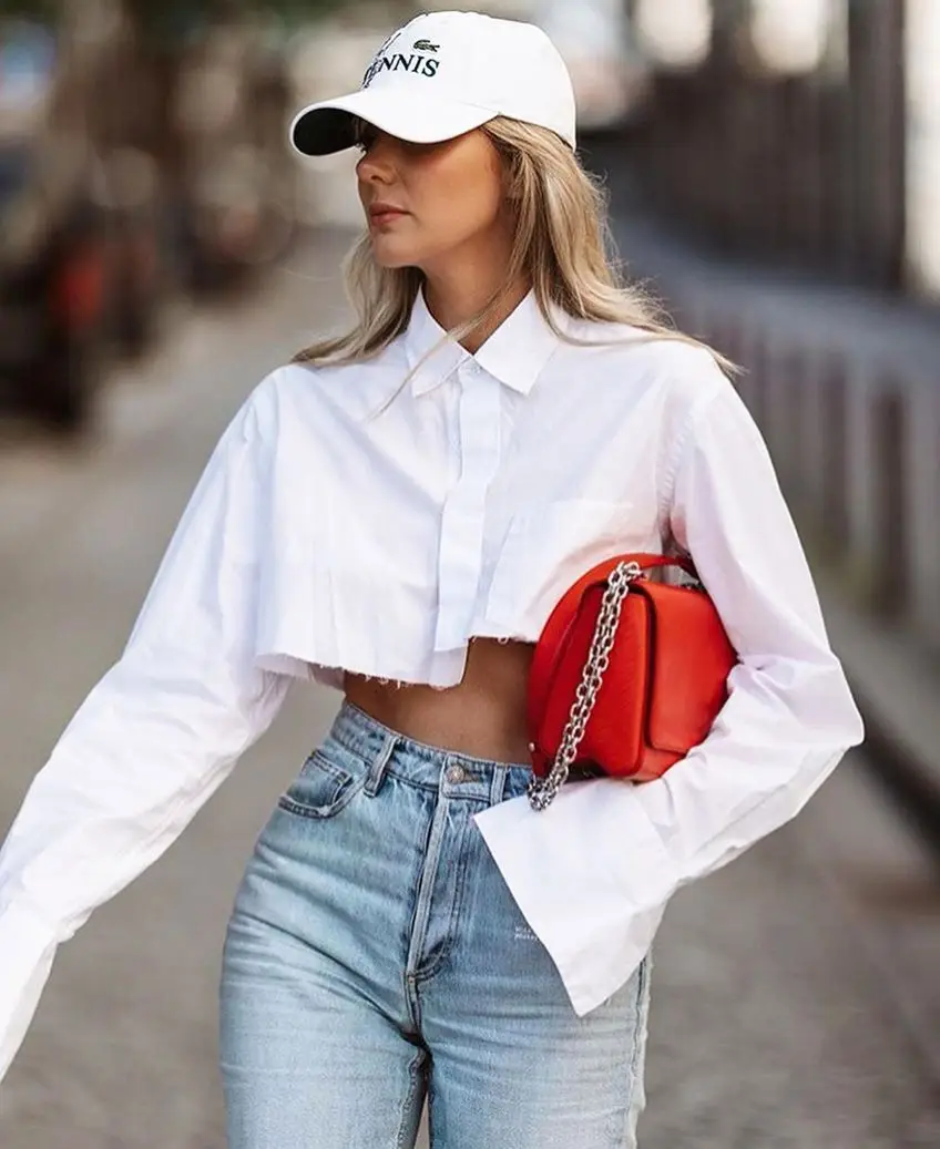 
2021 Hot Sale Fashionable Custom Logo Casual Fall Spring Summer White Ladies Shirts Tops Womens Blouse 