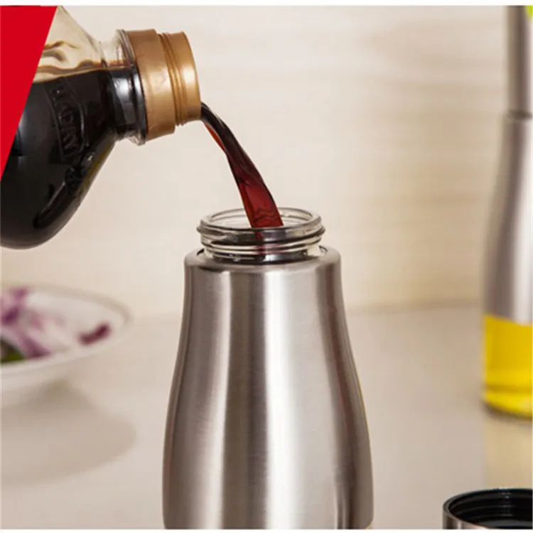 Stainless Steel Transparent Glass Oil And Vinegar Dispenser Bottle Set Spice Seasoning Condiment Bottle Bottle