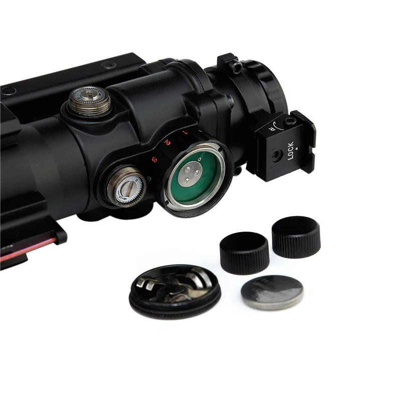 Tactical 4x32 Prism fiber optic sights Red Green Blue Triple Illuminated  Hunting   Optical Sight Scope