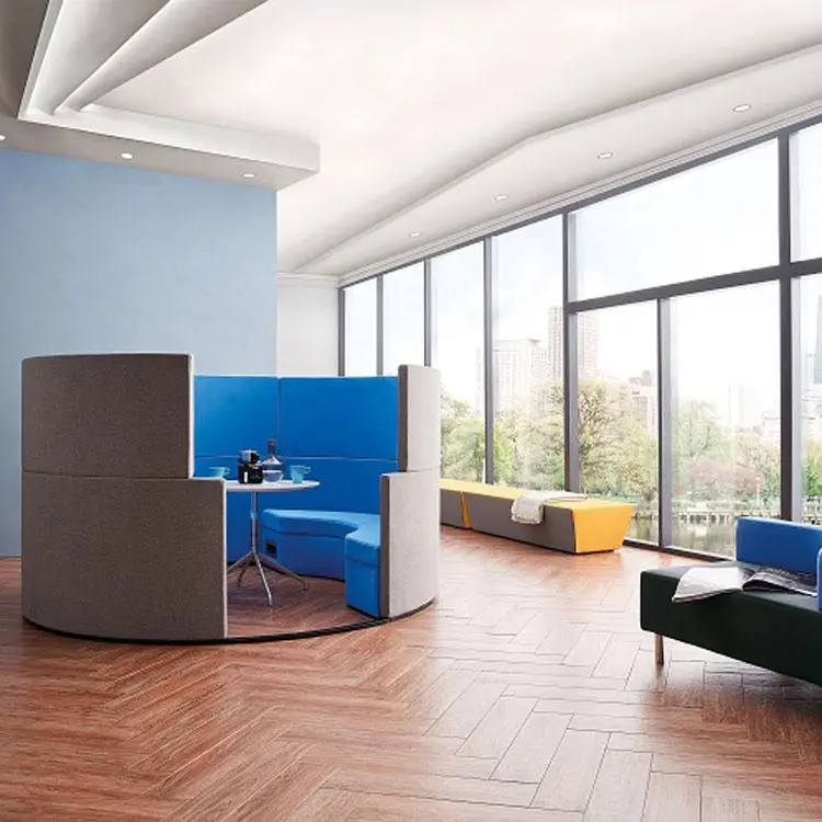 Modern round sofa sets office meeting privacy booth with plugged into electricity