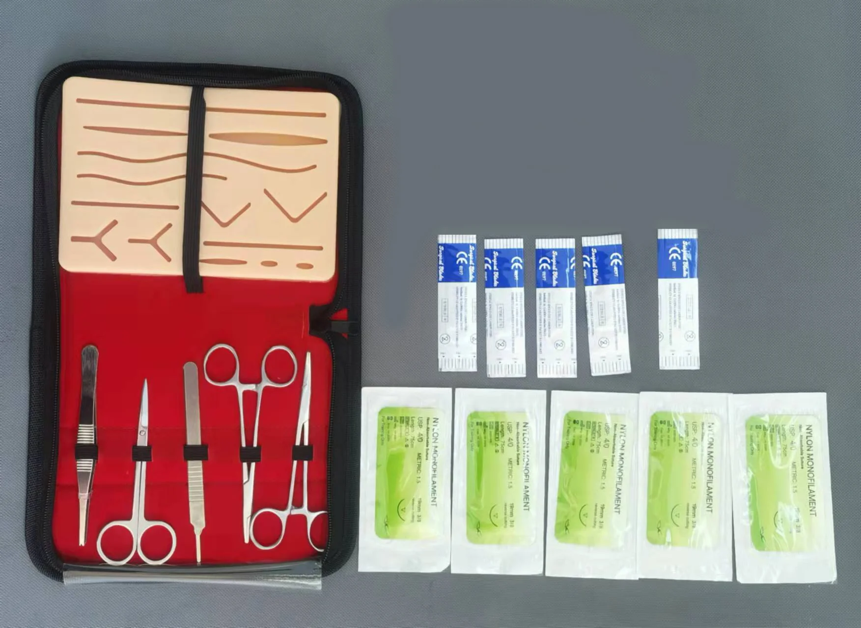 Multi-functional Surgical Suture Training Kit With Soft Silicone Skin Pad