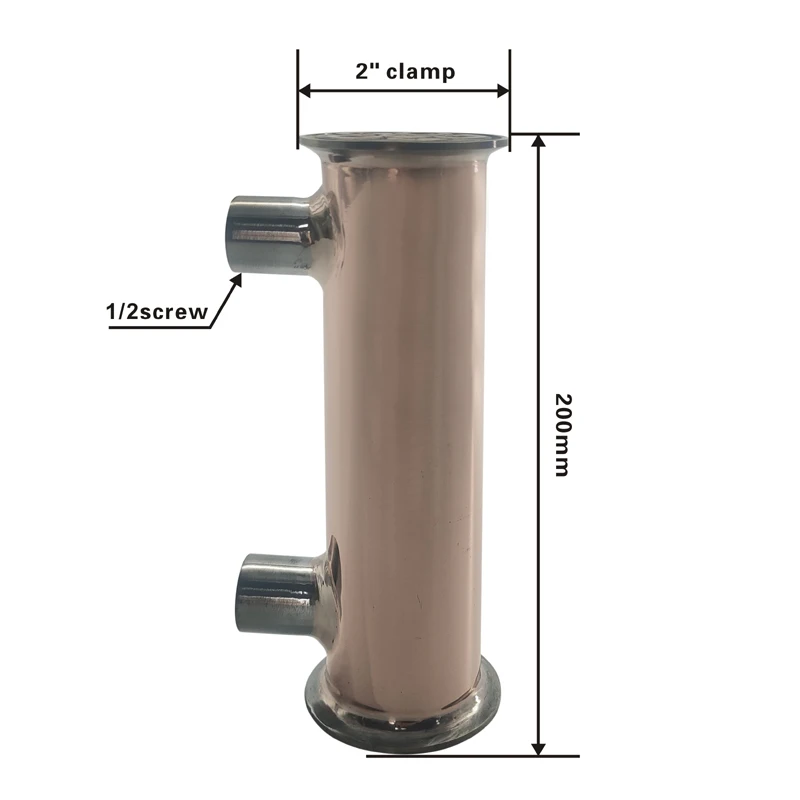 Clamp2 (51mm) OD64mm Copper Condenser 6 pieces of 12 copper tubes  Distillation reflux column with condenser distiller condenser