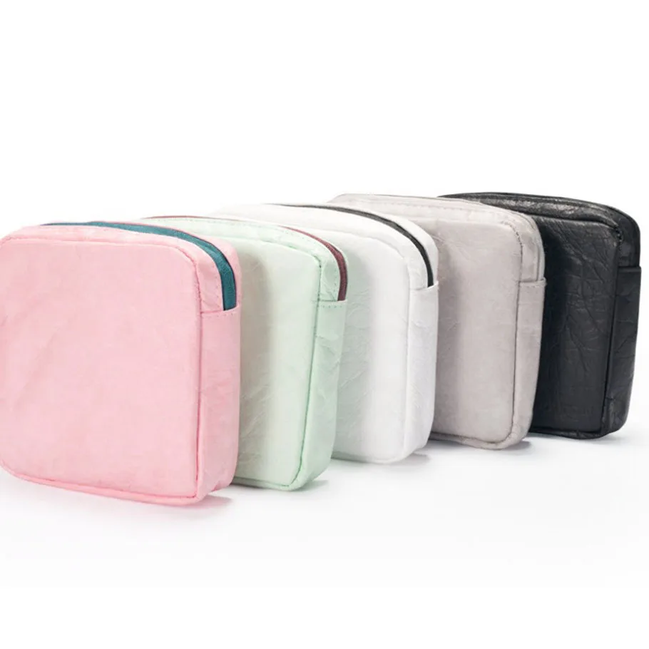 ISO BSCI Factory Eco-friendly Promotional Bag Paper Travel Toiletry Bag Make up Organizer Tyvek Makeup Cosmetic Bags