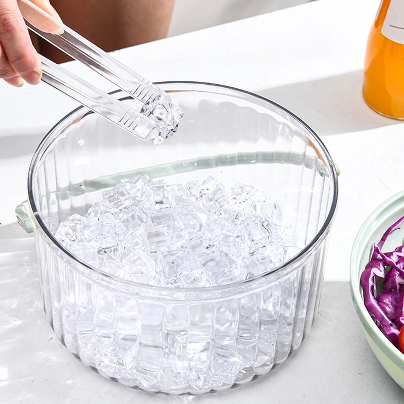 Multifunction Stackable Portable Chilled Furit Vegetable Salad Dip Bowl Cold Serving Dish With Lid And Handle