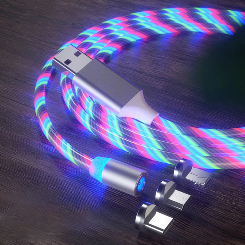 
Free Sample Lifetime Warranty LED Flowing Mobile Phone Charging Magnetic USB Cable 