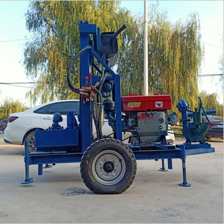 2020 deep Portable Diesel Hydraulic Water Well Rotary Drilling Rig /Borehole Water Well Drilling Machine With electric start