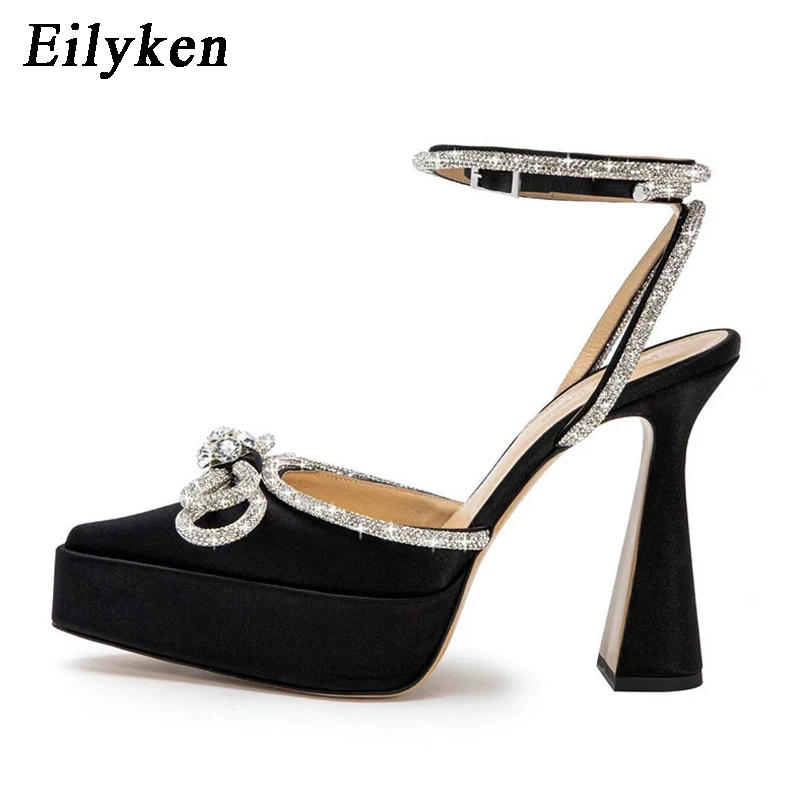 Eilyken New Brand Platform Women Pumps Party Wedding Buckle Strap Shoes Chunky High Heels ROME Sandals Summer Style Rhinestone