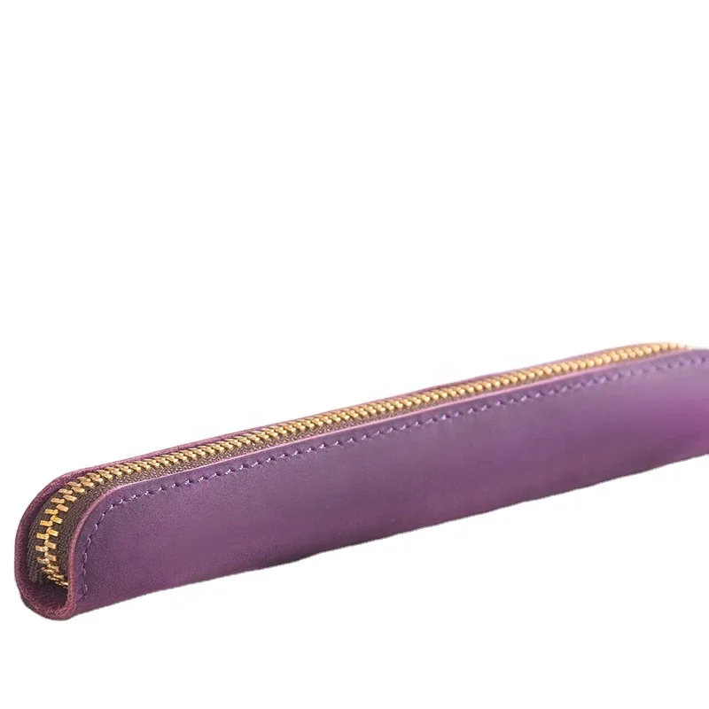Простой портативный кожаный мини-чехол на молнии в стиле ретро для ручек защитный