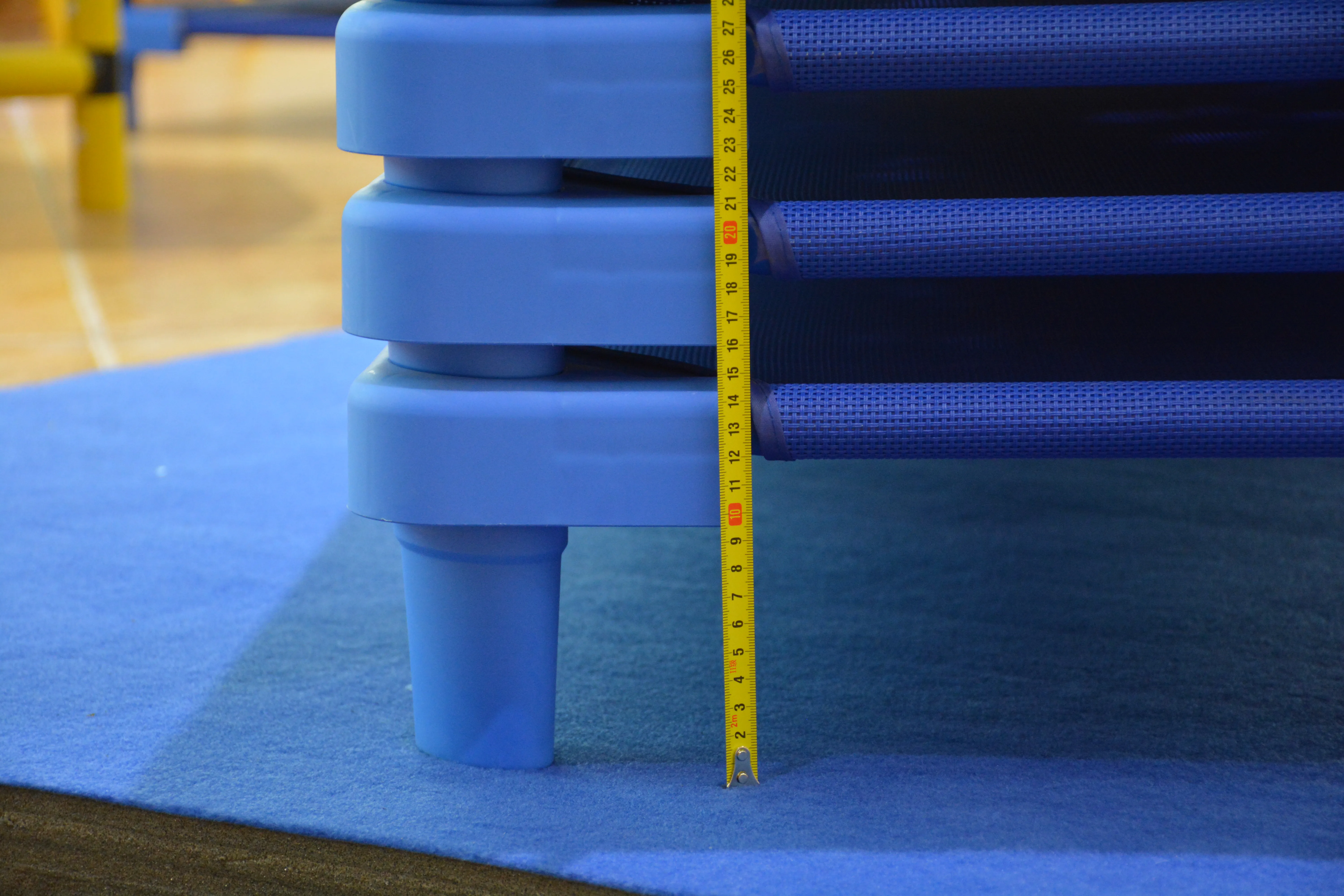 New products special design multifunction moveable kindergarten blue plastic kids bed