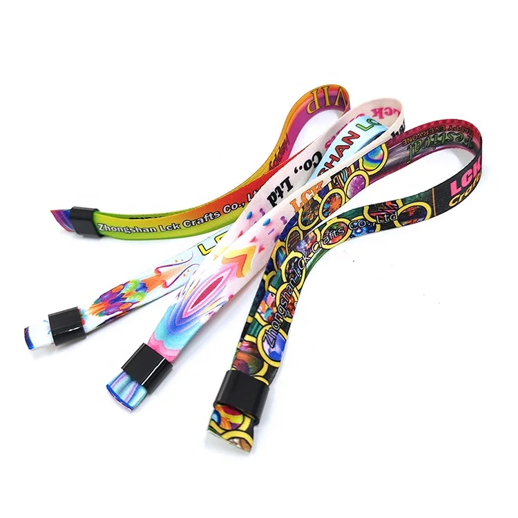 2024 Custom Cloth Event Ticket Wristband Sublimation Printed Polyester Fabric Festival Wristband